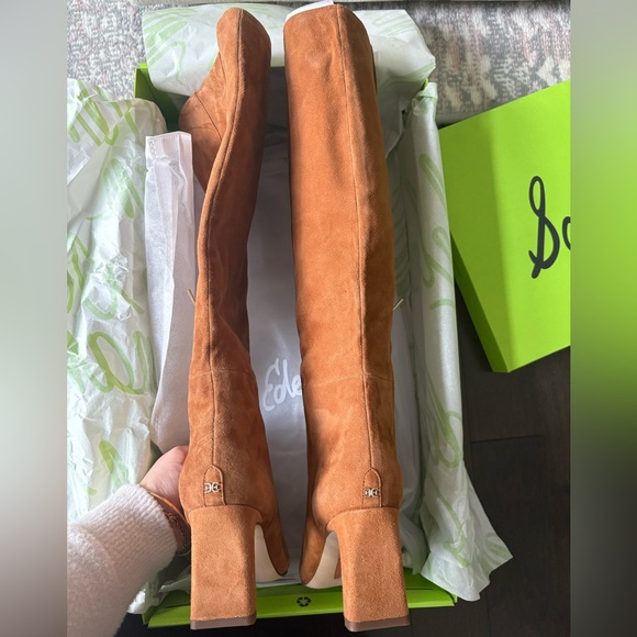 ✨BNIB Sam Edelman Sylvia Brown Suede Boots- Wide Calf 7.5 ✨🤎 - Picture 4 of 12